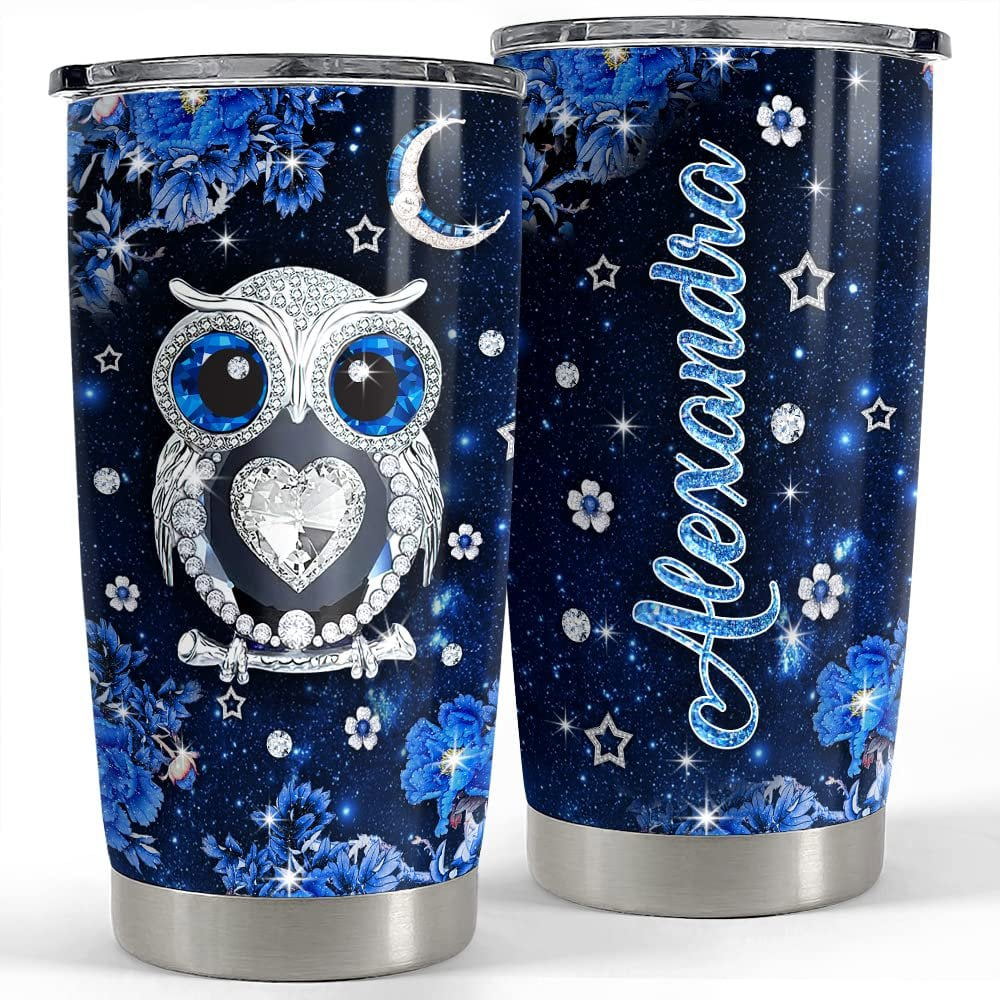 Personalized owl tumbler jewelry style glitter for animal lover Personalized Tumbler