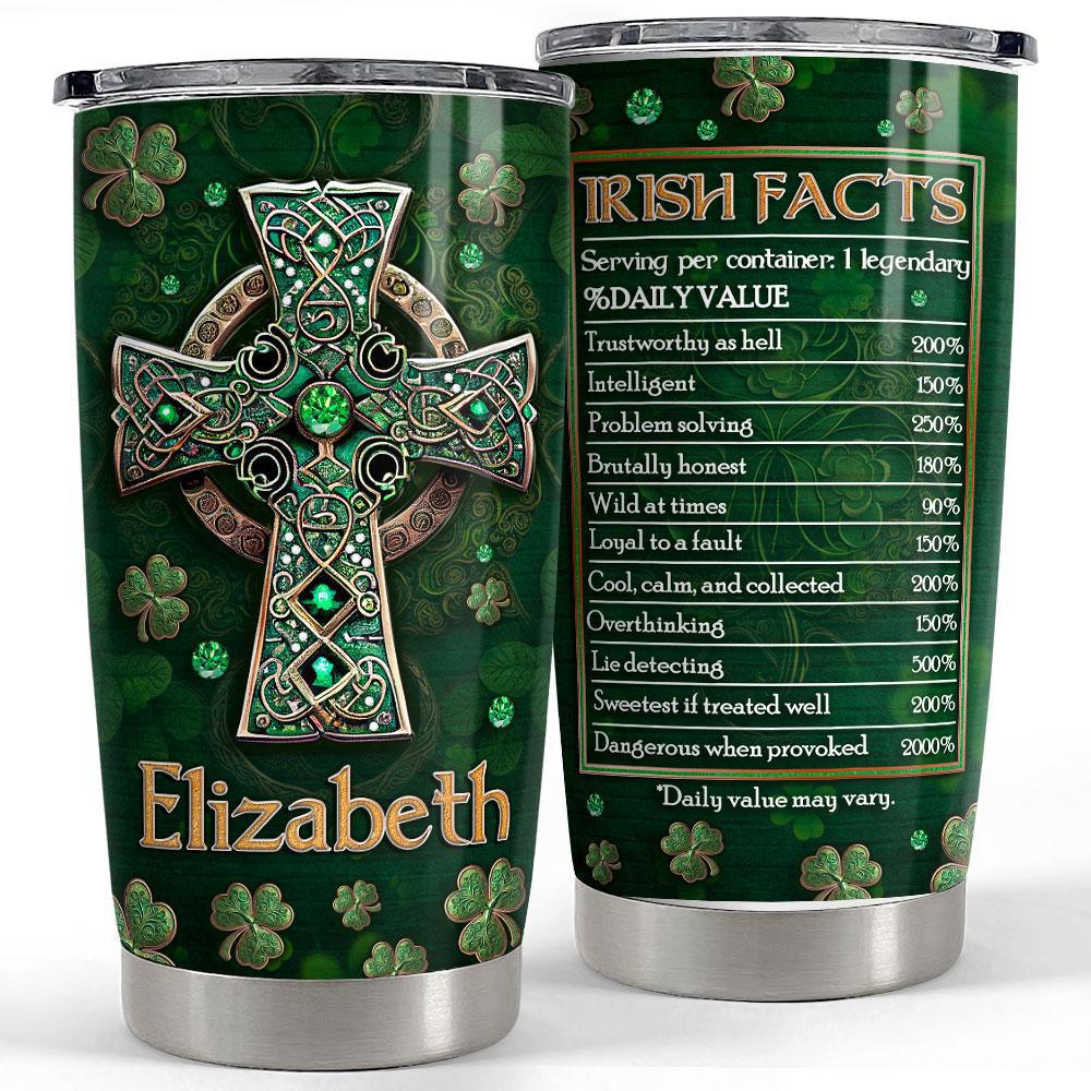 Personalized st patrick day tumbler celtic cross jewelry irish facts Personalized Tumbler