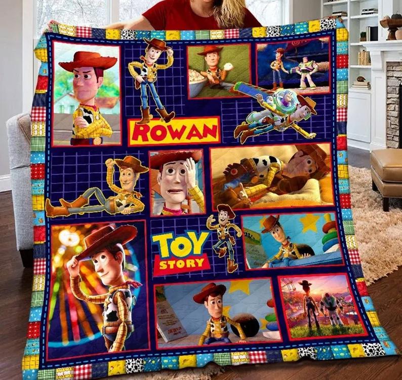 Personalized toy story blanket, toy story woody fleece blanket, toy story woody buzz lightyear quilt, birthday gifts, christmas gifts Quilt Blanket