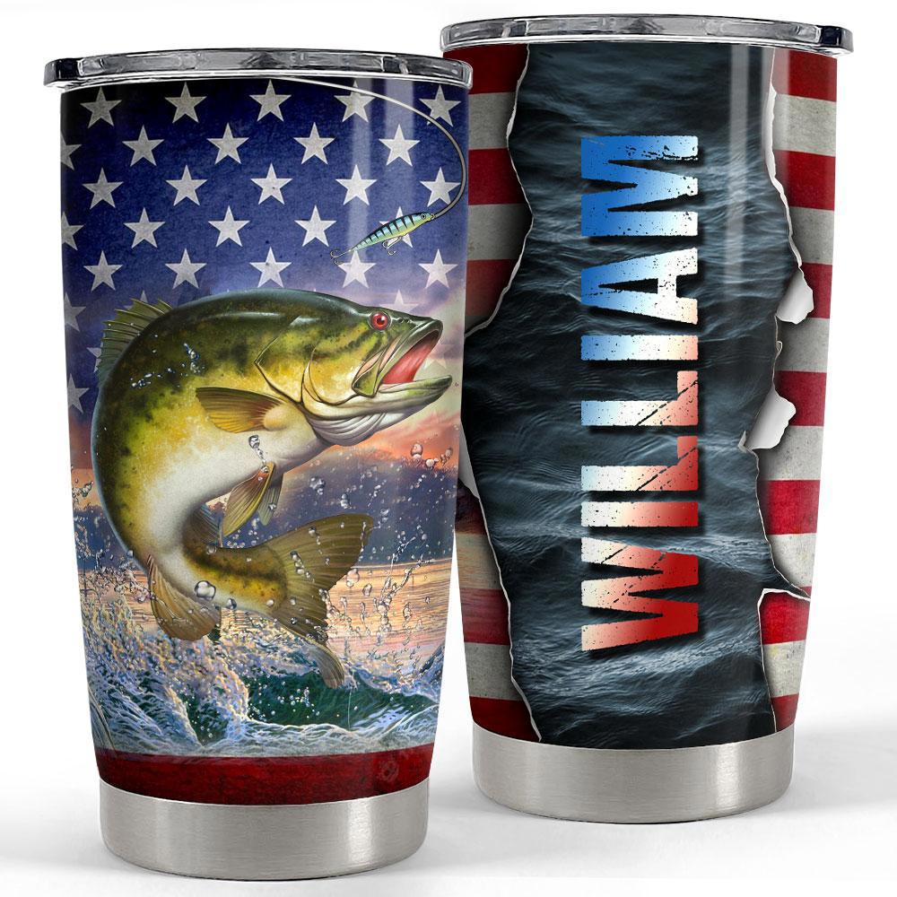 Personalized tumbler for fishing lover  american flag Personalized Tumbler