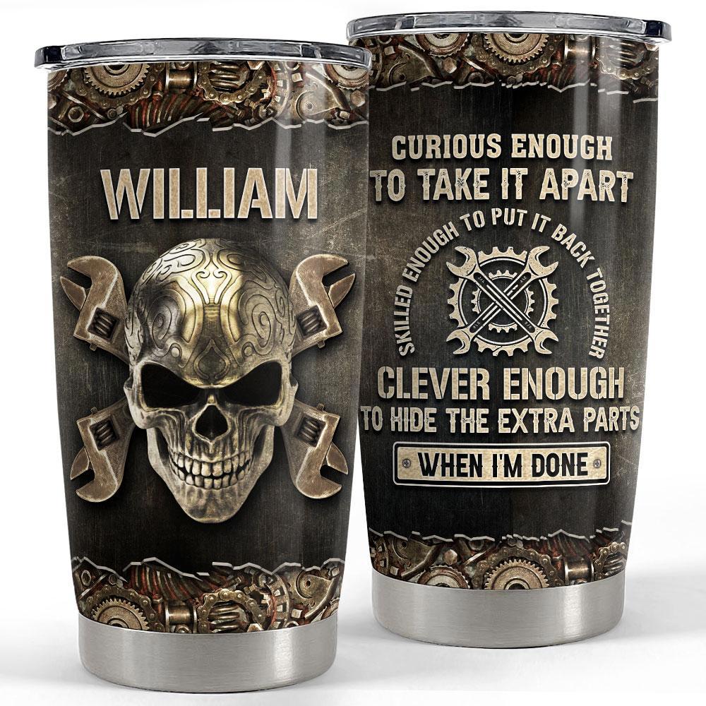 Personalized tumbler for mechanic skull drawing Personalized Tumbler