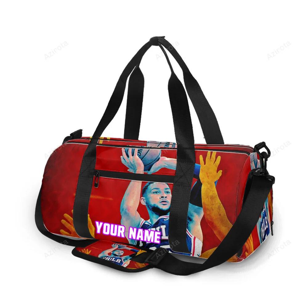 Philadelphia 76ers ben simmons throwing ball red personalized name travel bag gym bag 2253 Travel Bag