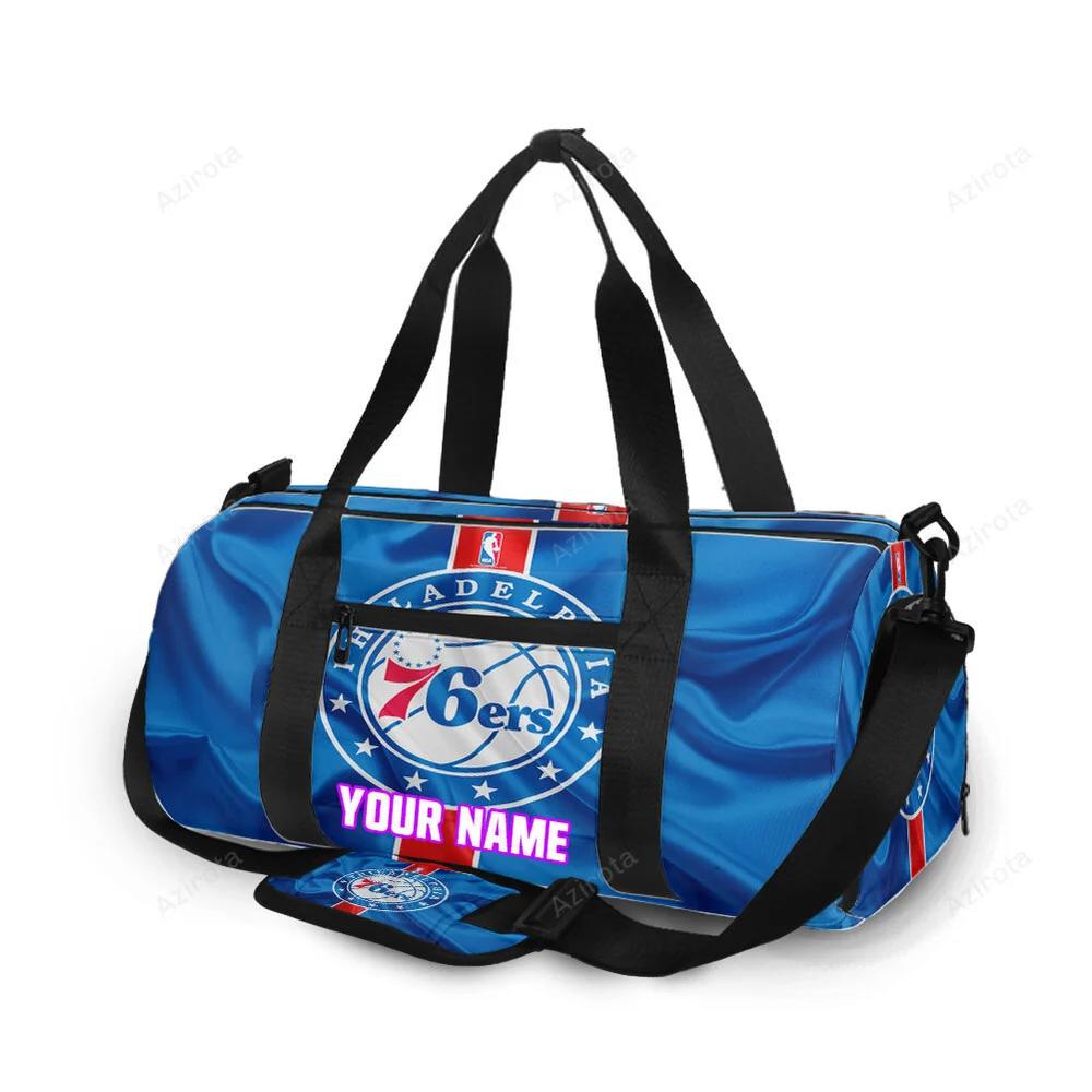 Philadelphia 76ers blue red silk personalized name travel bag gym bag 2207 Travel Bag