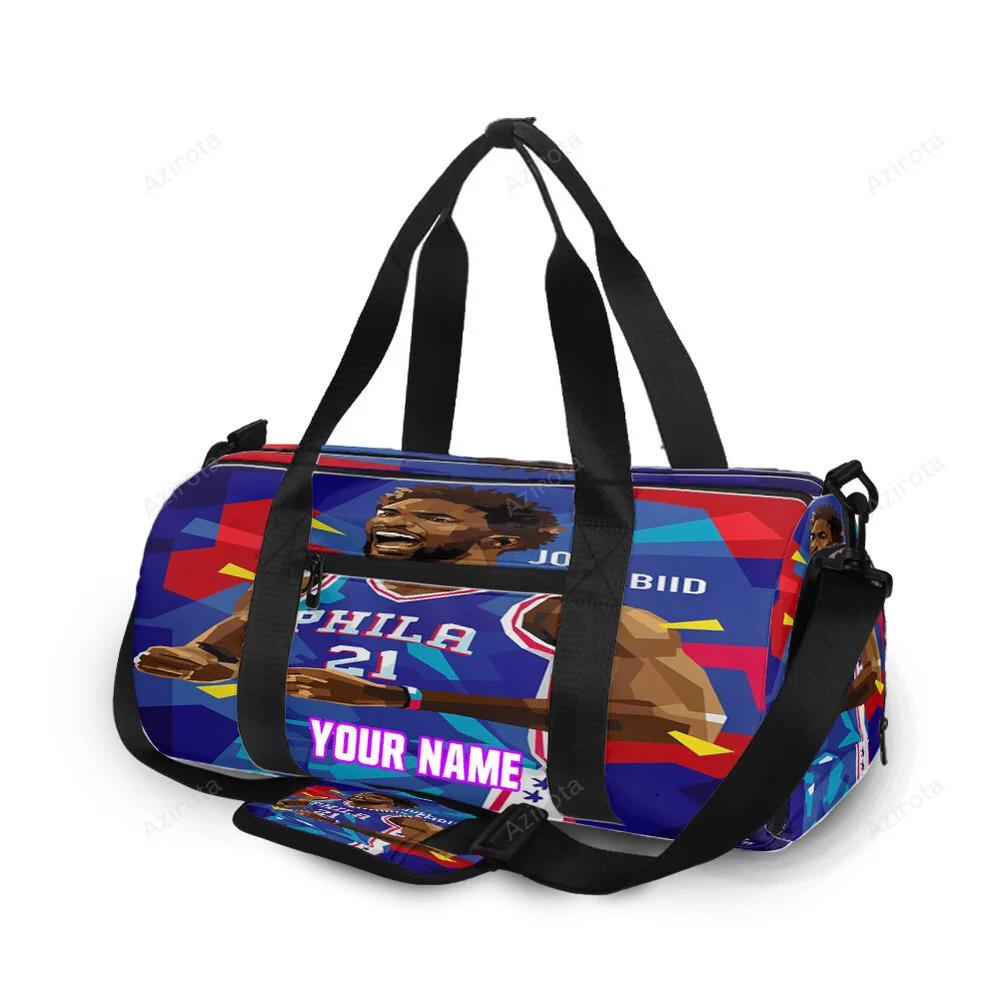 Philadelphia 76ers joel embiid art personalized name travel bag gym bag 2238 Travel Bag