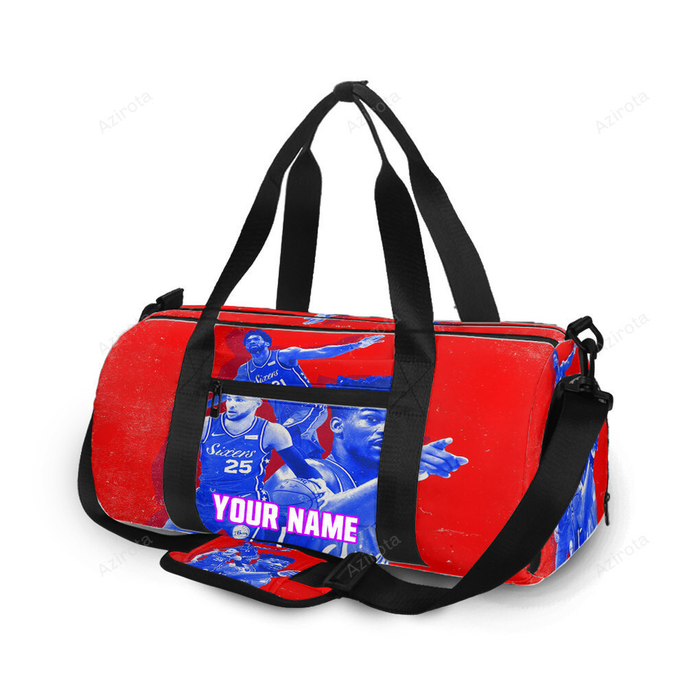 Philadelphia 76ers players blue red personalized name travel bag gym bag 2231 Travel Bag