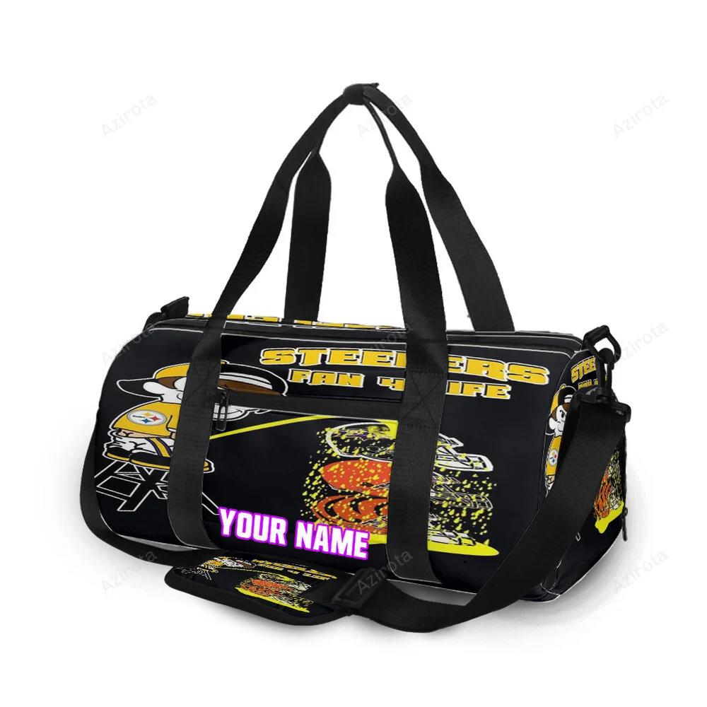 Pittsburgh steelers boy pee funny fan 4 life personalized name travel bag gym bag 1099 Travel Bag