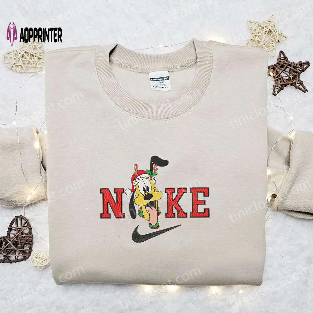 Pluto reindeer x nike embroidered sweatshirt disney characters merry christmas shirt best gift ideas Embroidered Shirt