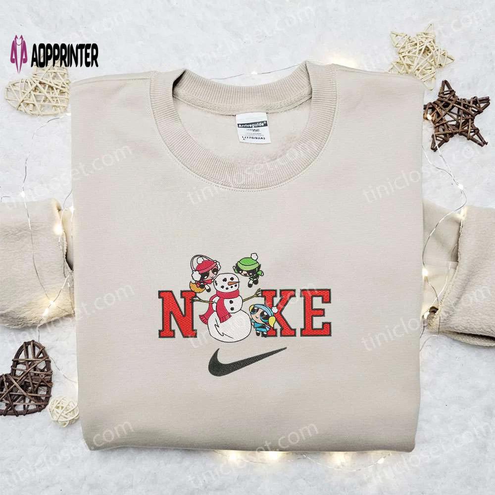 Powerpuff girls x nike christmas embroidered sweatshirt – perfect christmas gift idea Embroidered Shirt