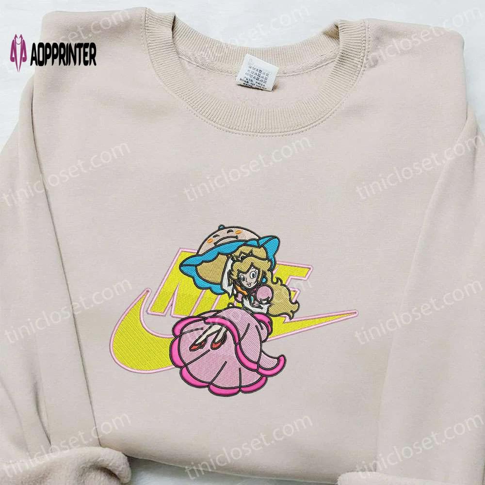 Princess peach x nike embroidered shirt super mario sweatshirt nike-inspired hoodie Embroidered Shirt