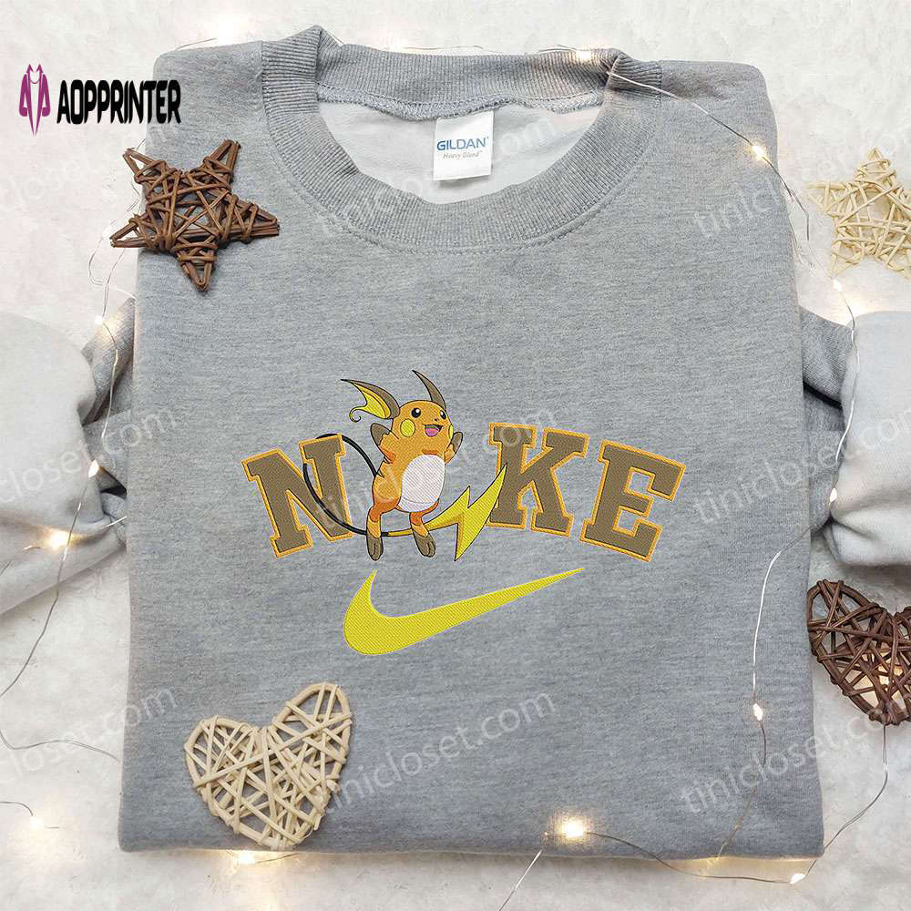 Raichu x nike anime hoodie & pokemon embroidered shirt: nike inspired apparel Embroidered Shirt