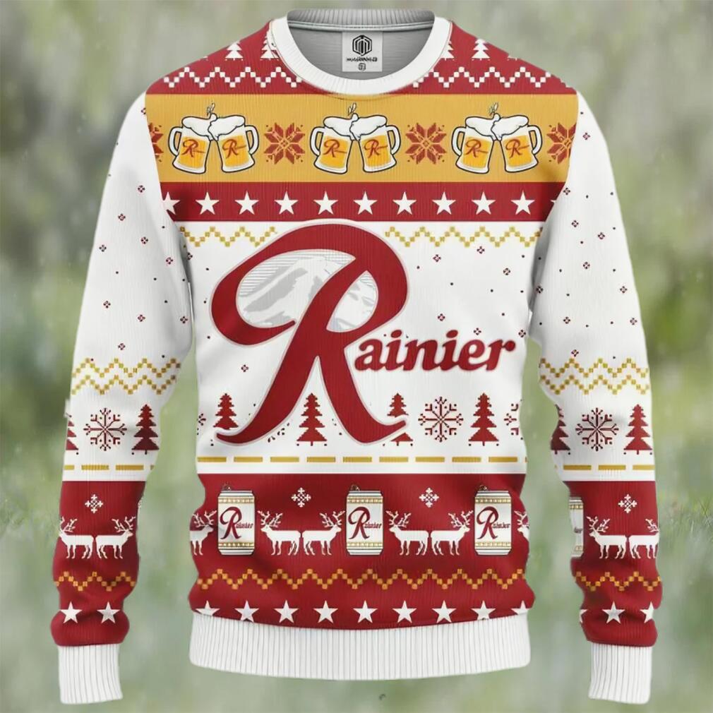 Rainier beer ugly christmas sweater, faux wool sweater, gifts for beer lovers, international beer day, best christmas gifts for 2022 ? prinvity Christmas Ugly Sweater