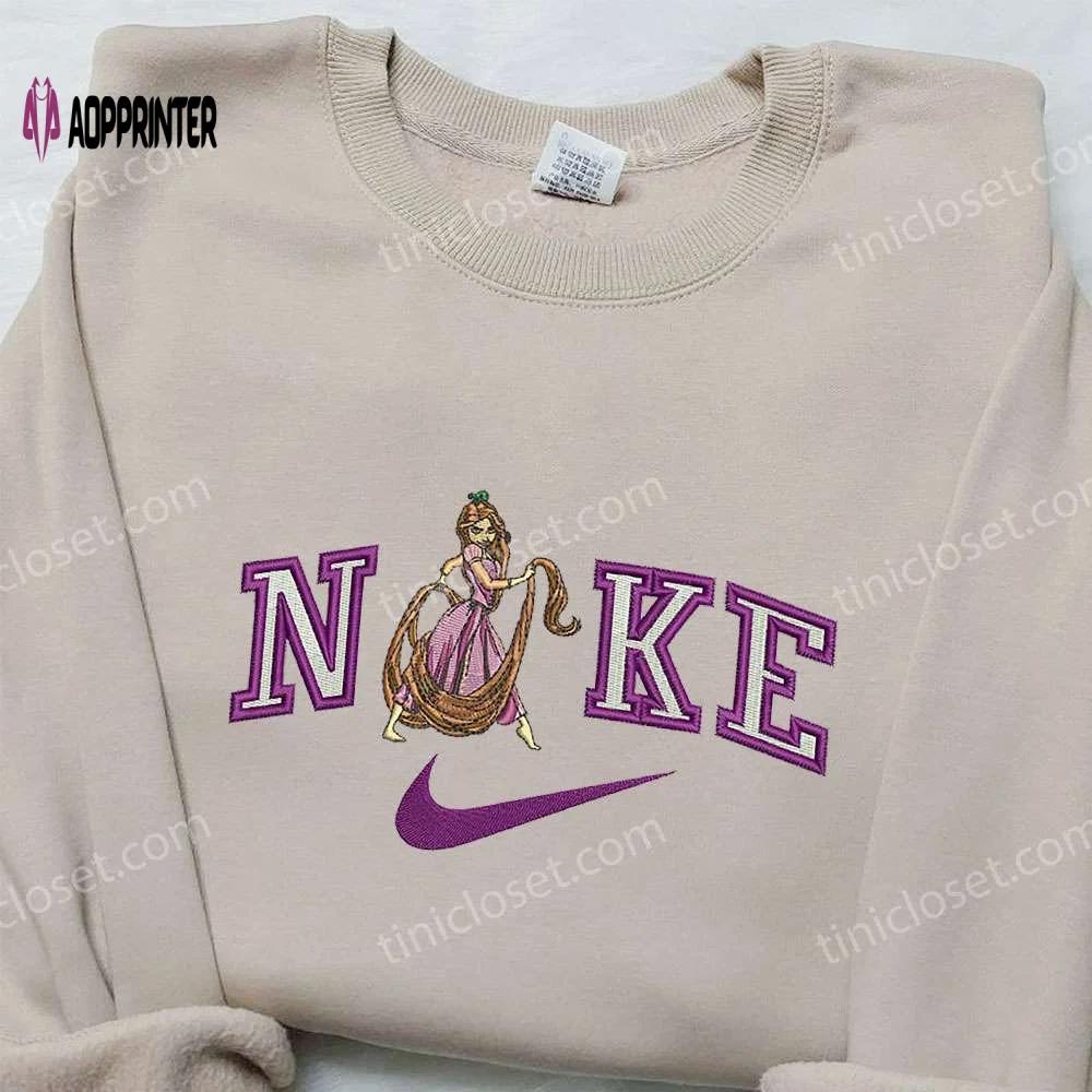 Rapunzel x nike embroidered sweatshirt: tangled disney shirt nike inspired – shop now! Embroidered Shirt