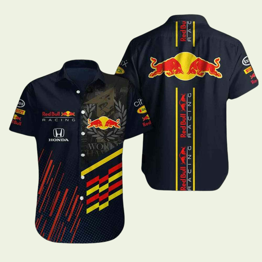 Red bull honda racing team summer hawaiian shirt Hawaii Shirt Shorts & Flip Flops