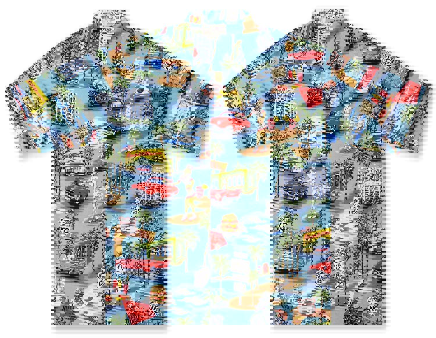 Republic route 66 city hawaiian shirts Hawaii Shirt Shorts & Flip Flops