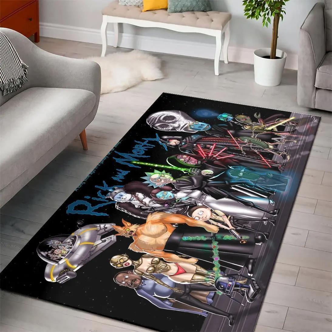 Rick and morty star wars cartoon movies area rugs living room carpet rug regtangle carpet floor decor home decor v11105 Rectangle Rug