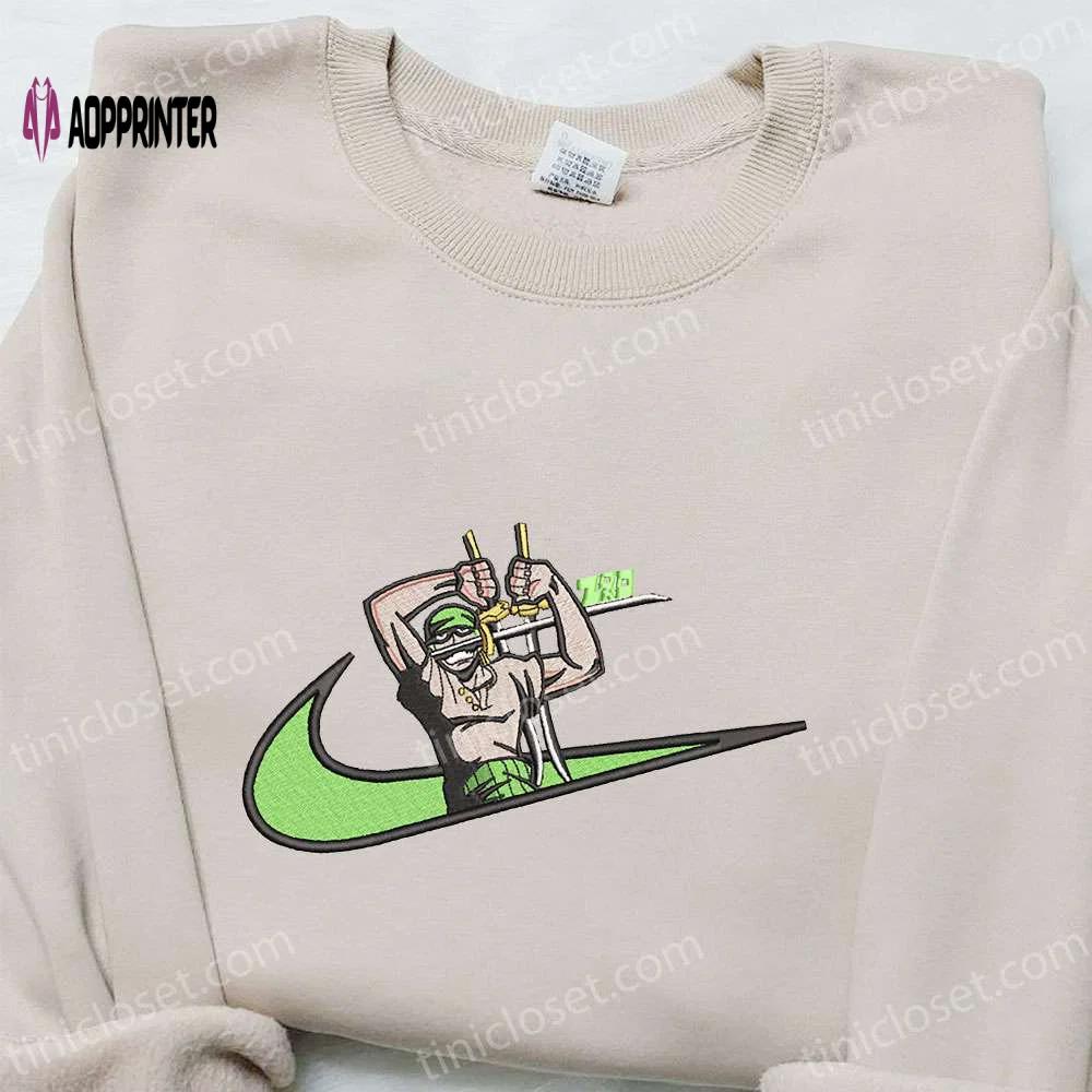 Roronoa zoro x swoosh embroidered sweatshirt – best one piece gift for family Embroidered Shirt