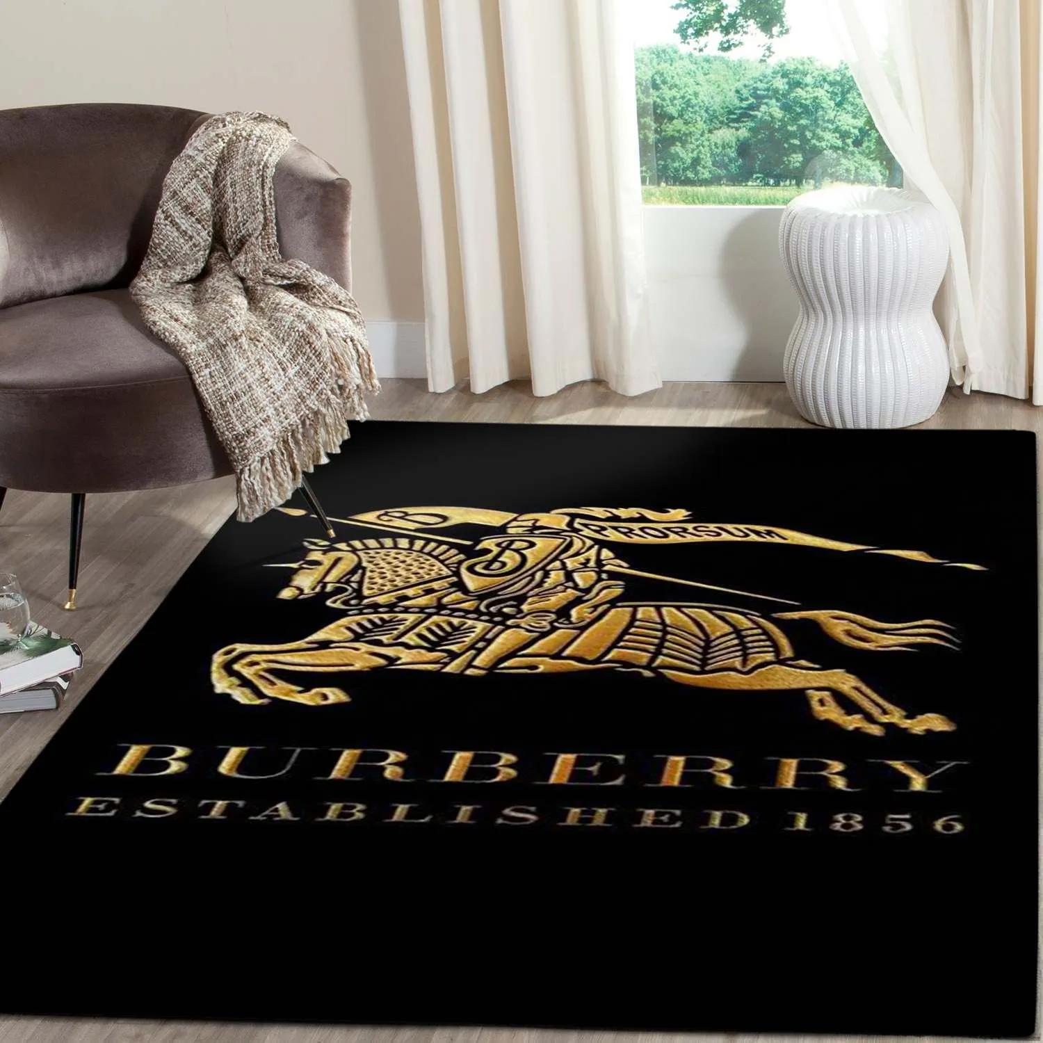 Rugs in living room and bedroom - Burberry big logo luxury brand area rug carpet living room rug floor mats keep warm in winter Rectangle Rug