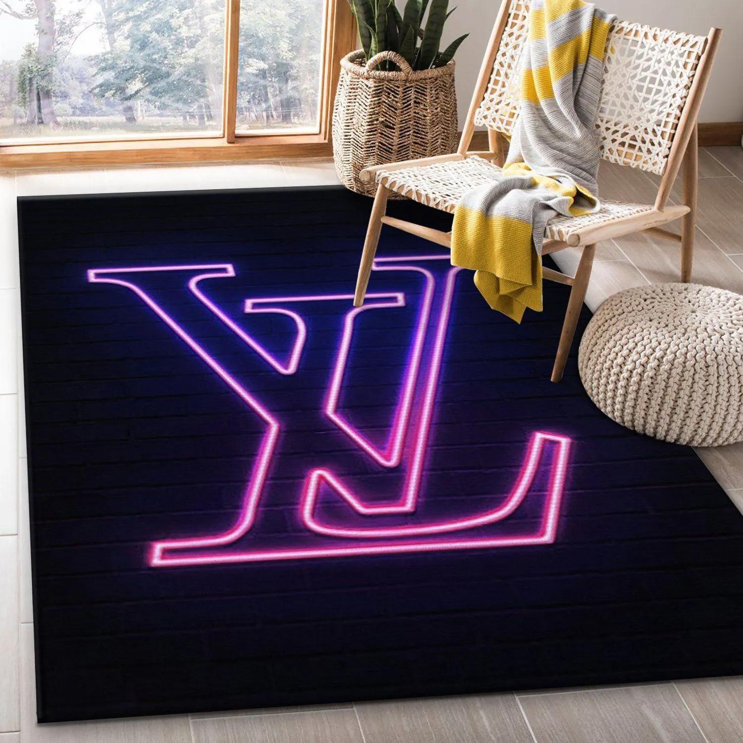 Rugs in living room and bedroom - Louis vuitton neon rectangle rug living room rug carpet christmas gift floor mats keep warm in winter Rectangle Rug