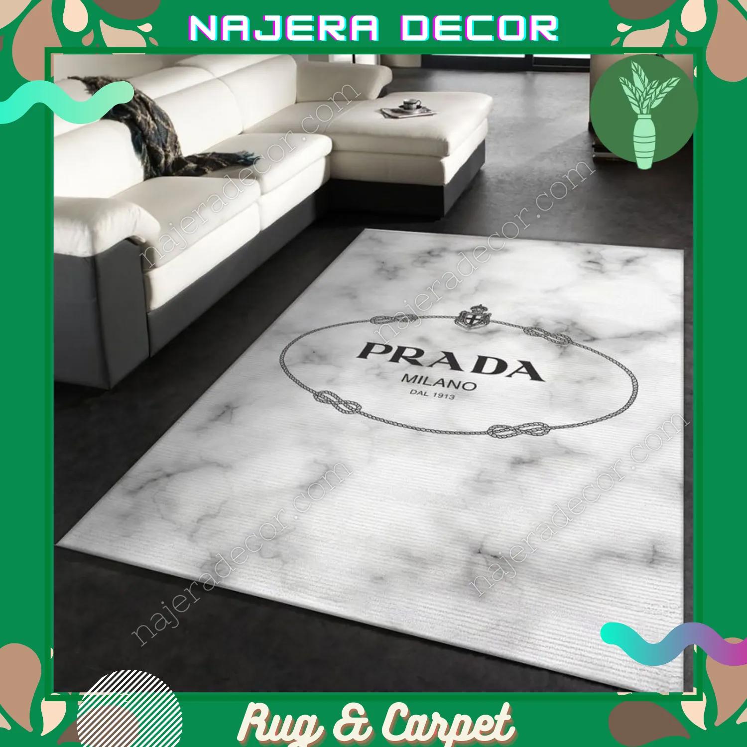 Rugs in living room and bedroom - Luxury prada rug for your home luxury and warmth with prada logo pattern 02 Rectangle Rug