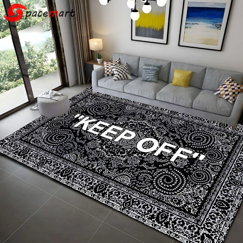 Rugs in living room and bedroom - Off white keep off rug- keep off- keep off carpet- for living room- fan carpet-popular rug- themed rug- cool rug decor- for bedroom rugs - rugs Rectangle Rug