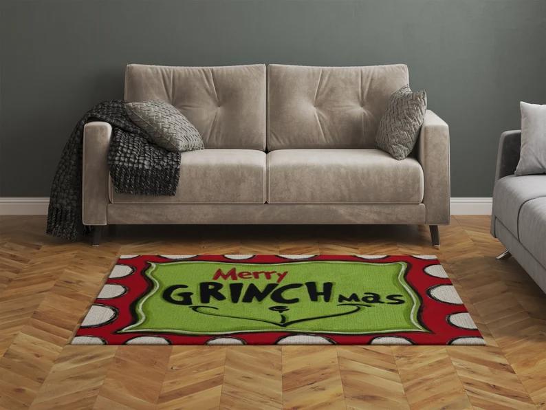 Rugs in living room and bedroom merry grinckmas rug - the grinck funny christmas rug - grinck christmas mat- grinck lover-s gift- funny christmas rug- grinck christmas gift Rectangle Rug