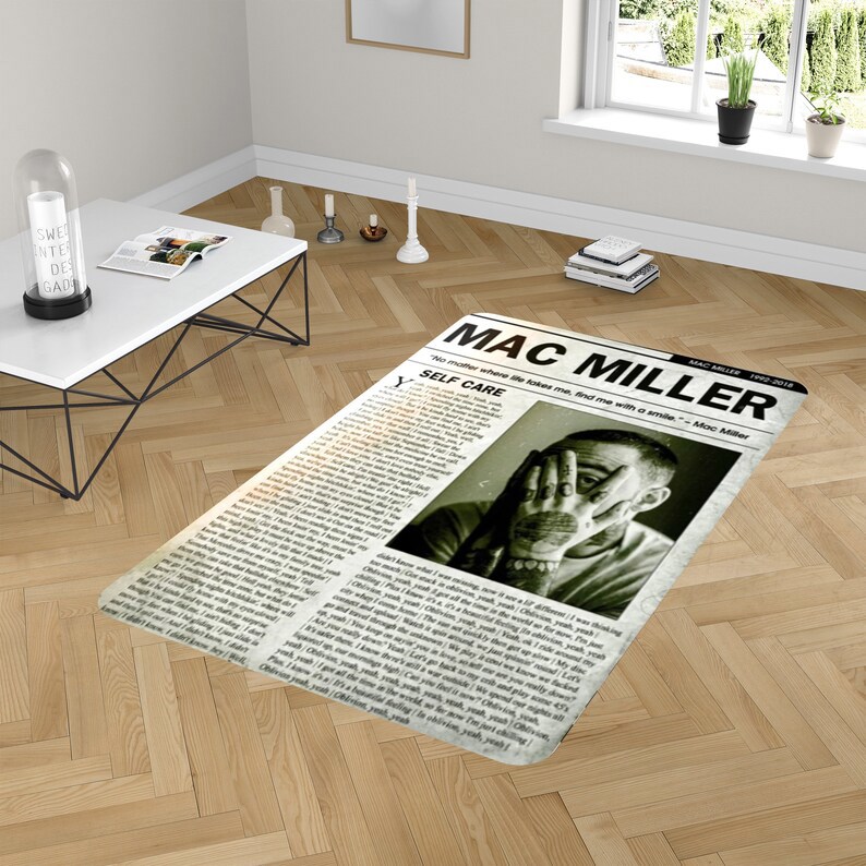 Rugs in living room and bedroom vintage mac miller rug - mac miller limited edition rug - mac miller carpet- mac miller rug- music carpet- mac miller design- music gift Rectangle Rug