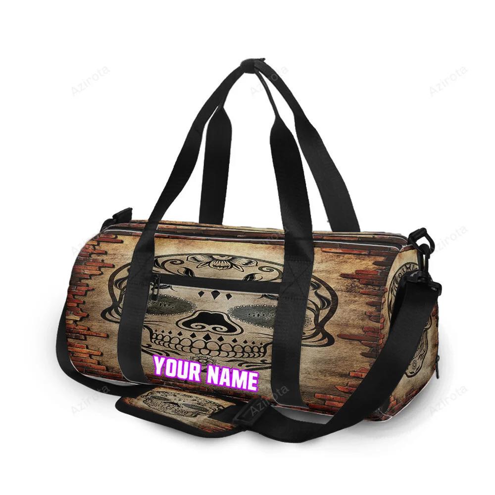 San antonio spurs skull brick wall personalized name travel bag gym bag 2358 Travel Bag