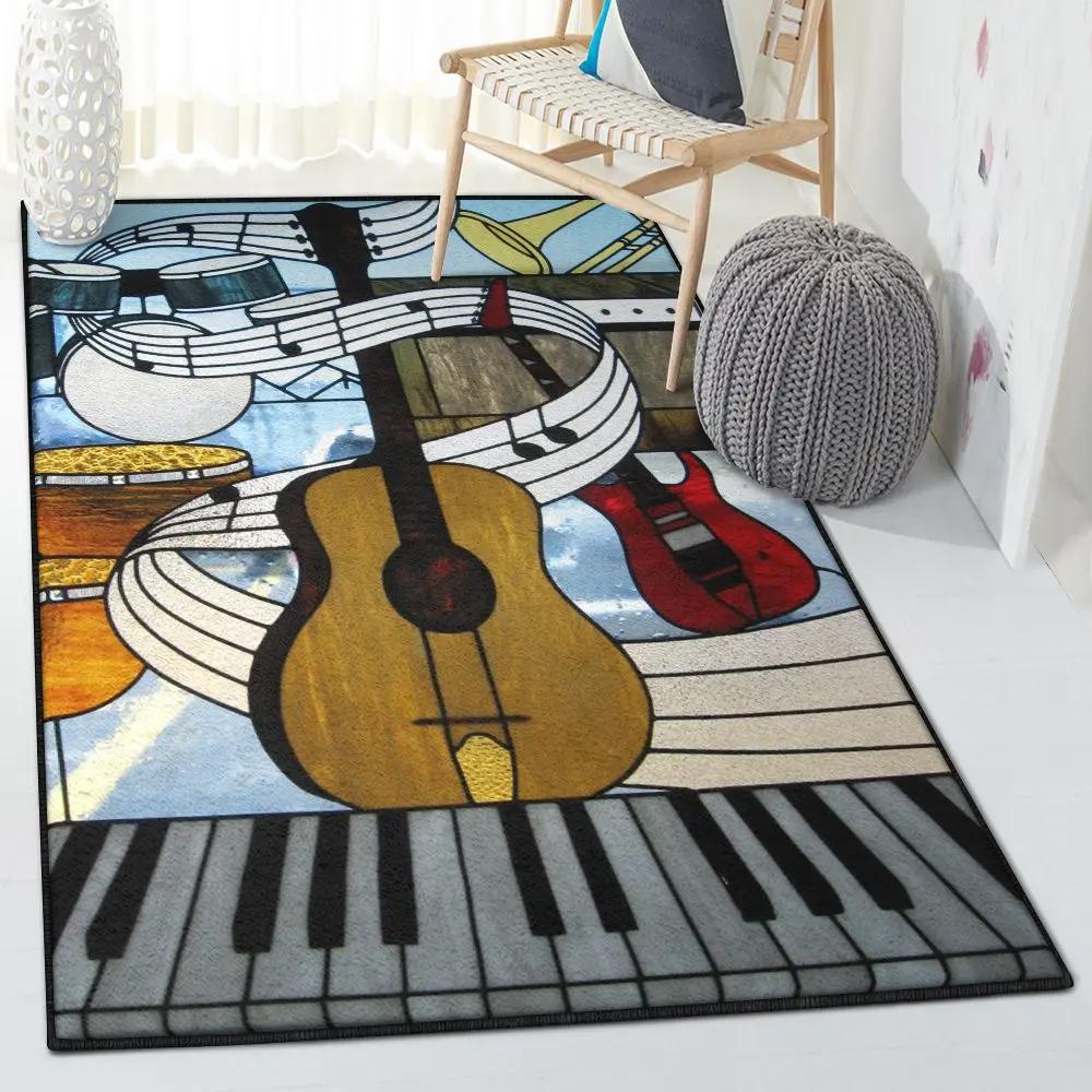 Sheet music carpets for living room, music instrument rug Rectangle Rug