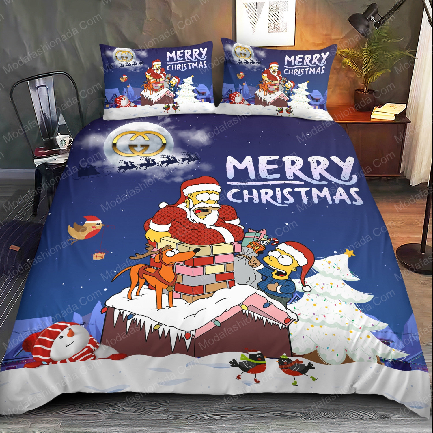 Simpson family gucci merry christmas bedding sets home decoration Bedding Sets