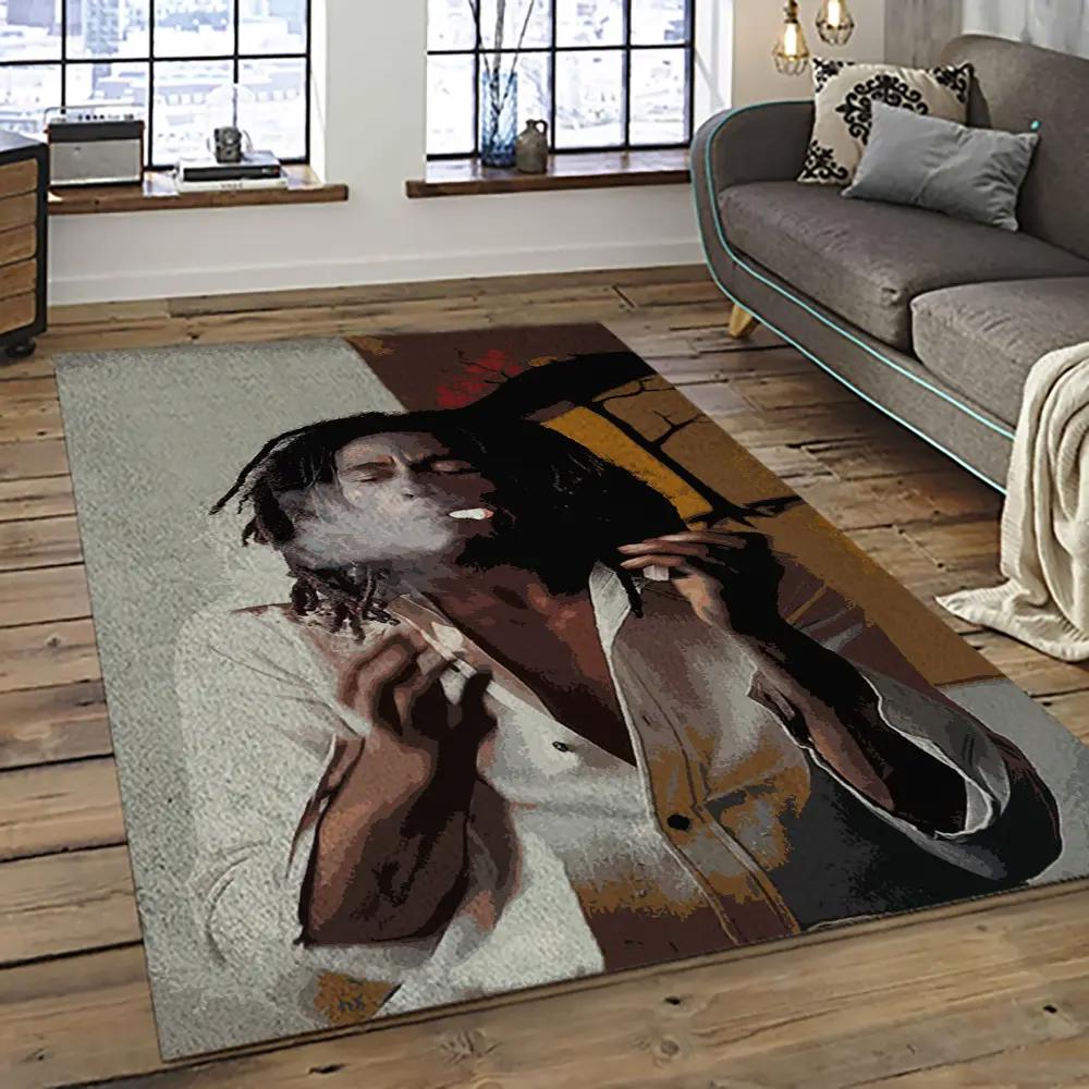 Singer bob marley music carpet rectangle area rug for living room bedroom decor bm25 Rectangle Rug