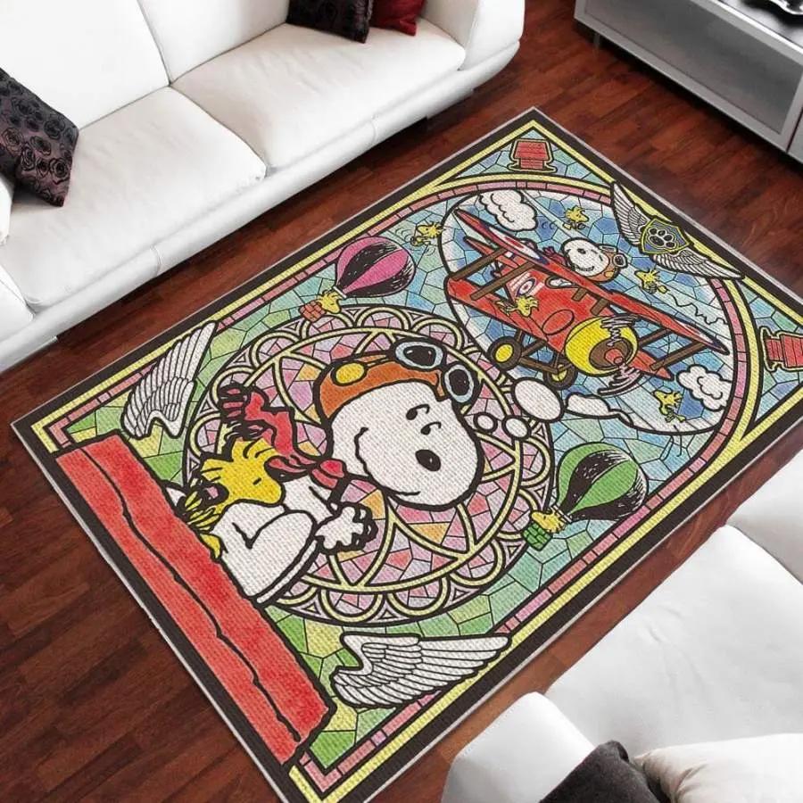 Snoopy area rug living room rug home decor home decor bedroom living room decor Rectangle Rug