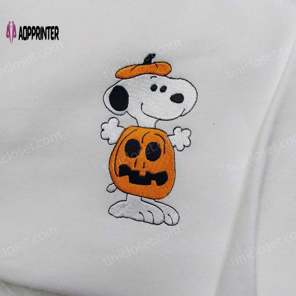Snoopy pumpkin embroidered sweatshirt: cute halloween gift for friends Embroidered Shirt