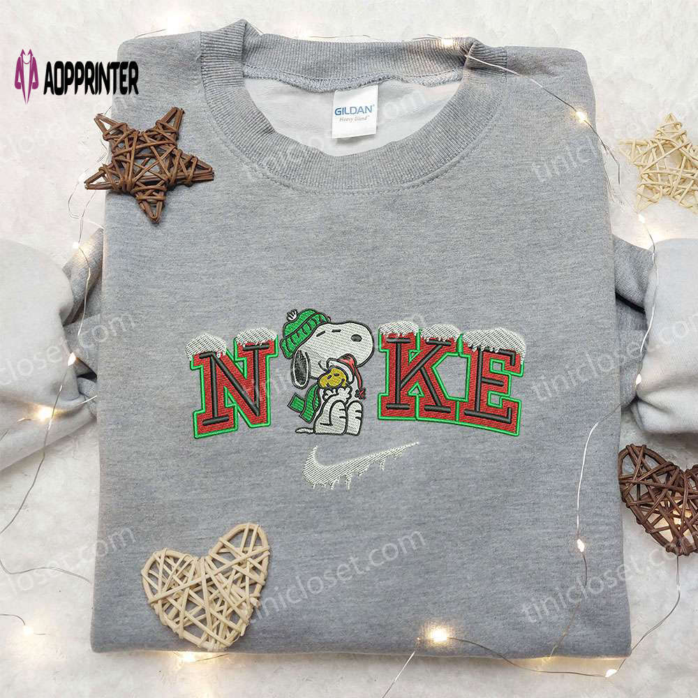 Snoopy & woodstock x nike embroidered sweatshirt: best nike inspired christmas gift Embroidered Shirt