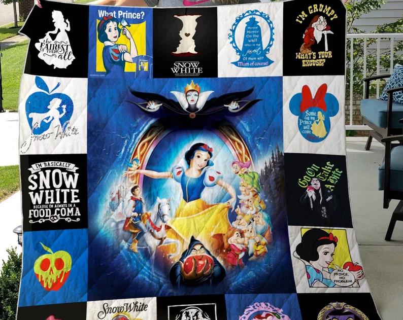 Snow white and seven dwarfs blanket, snow white blanket, princess blanket, birthday gifts for kids, christmas gifts Quilt Blanket