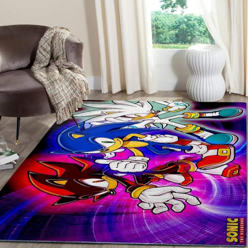 Sonic the hedgehog area rug gaming carpet gamer living room rugs rug regtangle carpet floor decor home decor v999 Rectangle Rug