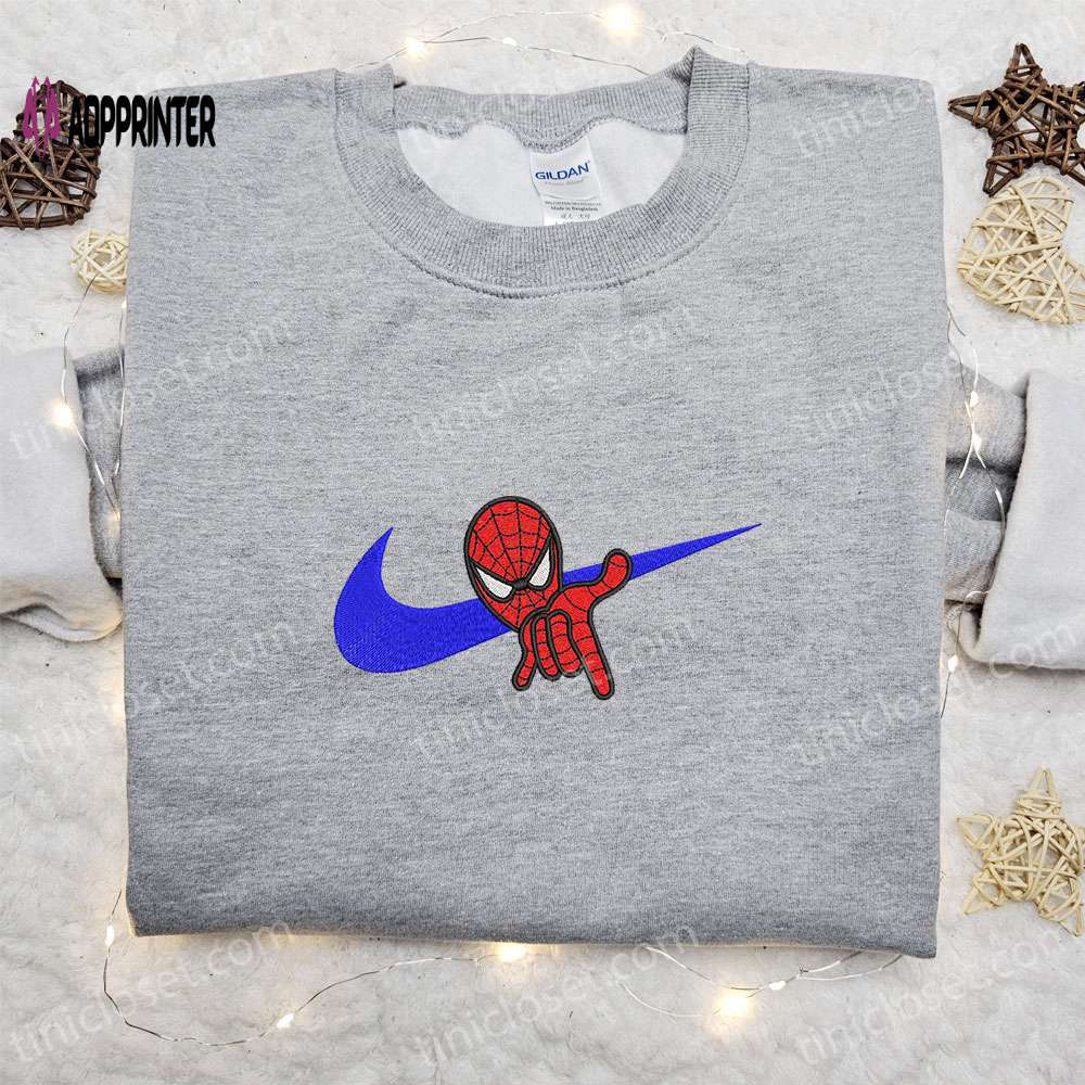 Spider-man x nike swoosh movie embroidered hoodie & shirt: best gift ideas! Embroidered Shirt