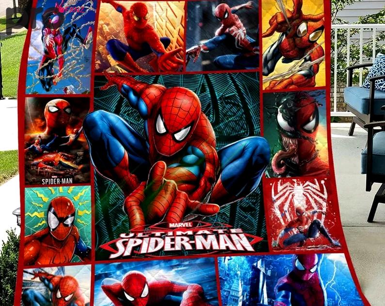 Spiderman fleece blanket, spiderman blanket, ultimate spiderman blanket, avengers superhero blanket, birthday gifts, christmas gifts Quilt Blanket