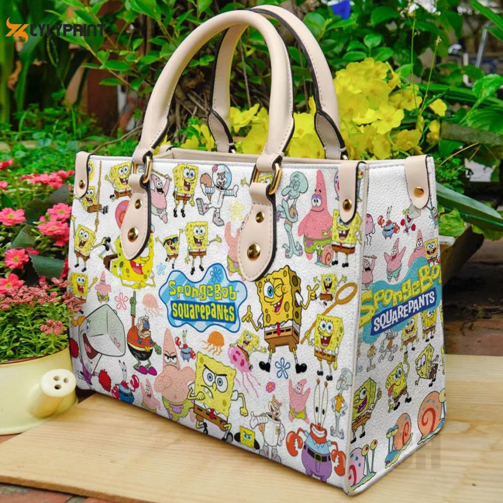 Spongebob squarepants leather bag for women gift 1380 Women Leather Hand Bag