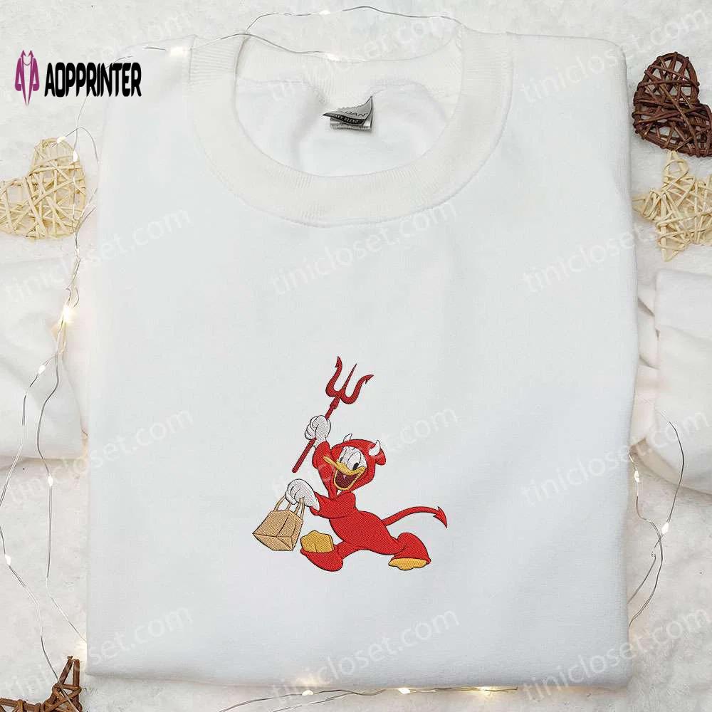 Spooky donald devil embroidered shirt & disney halloween hoodie – best family gifts Embroidered Shirt