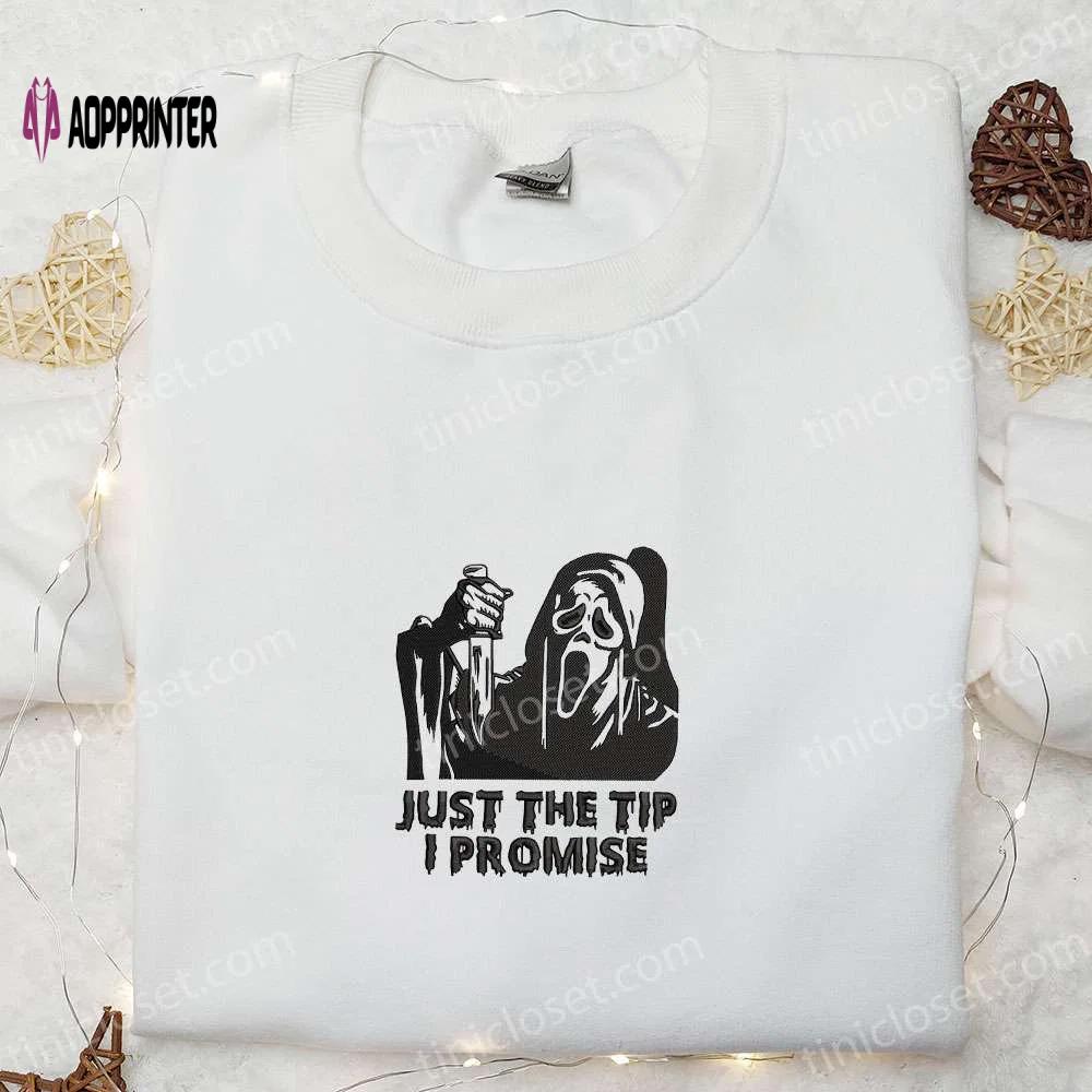 Spooky ghost embroidered shirt: just the tip i promise! cool halloween shirts Embroidered Shirt