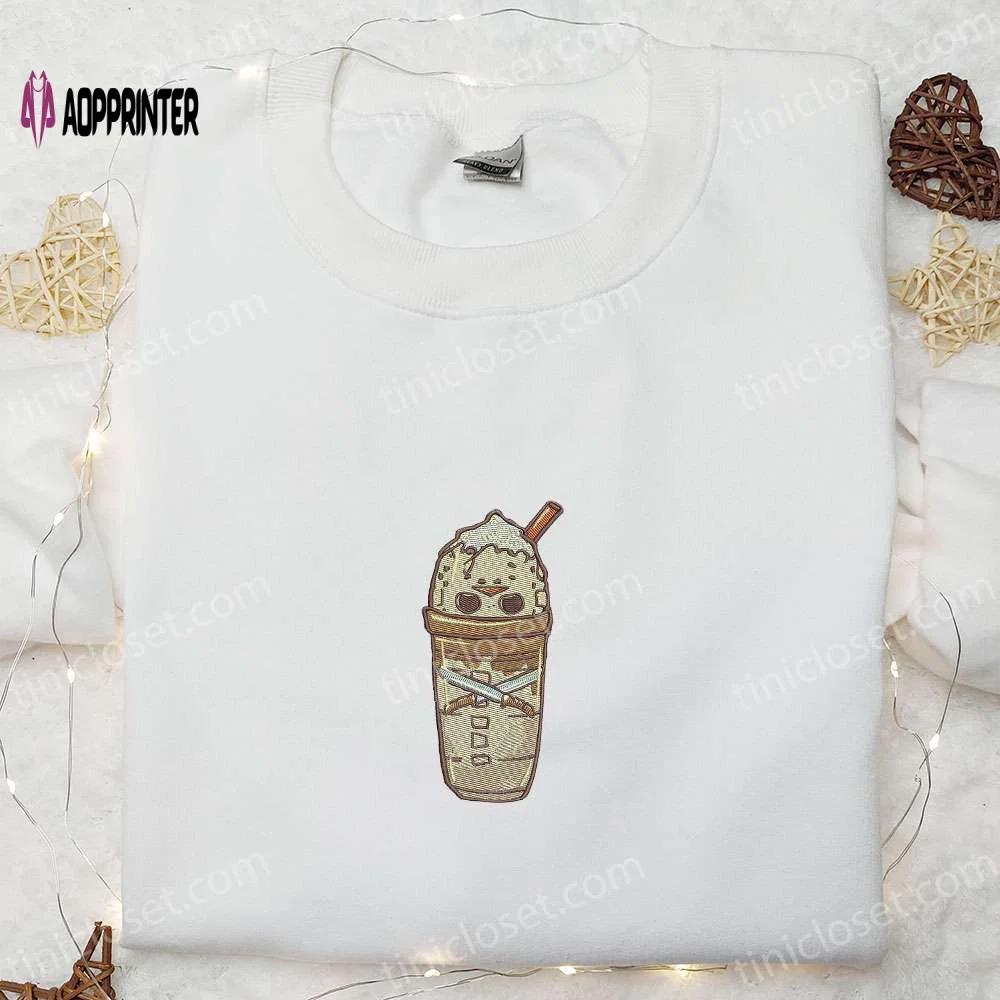 Spooky horror latte embroidered shirt: best halloween gifts for family Embroidered Shirt