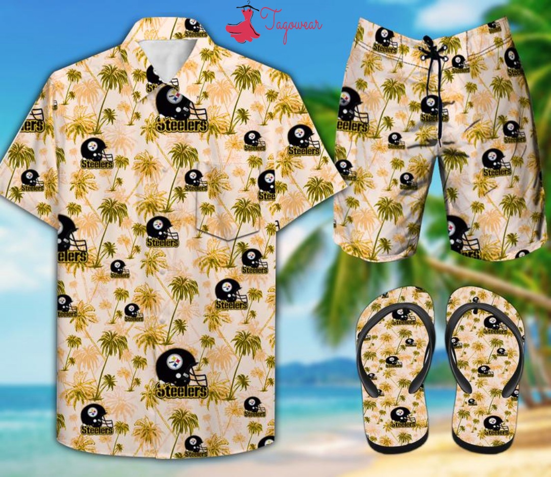 Steelers combo hawaiian shirt, beach shorts flip flops luxury summer clothes style #399 Hawaii Shirt Shorts & Flip Flops