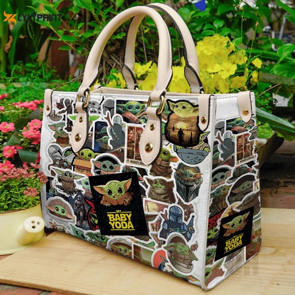 Stylish baby yoda leather hand bag gift for women’s day for women s day – perfect gift for star wars fans! 3667 Women Leather Hand Bag
