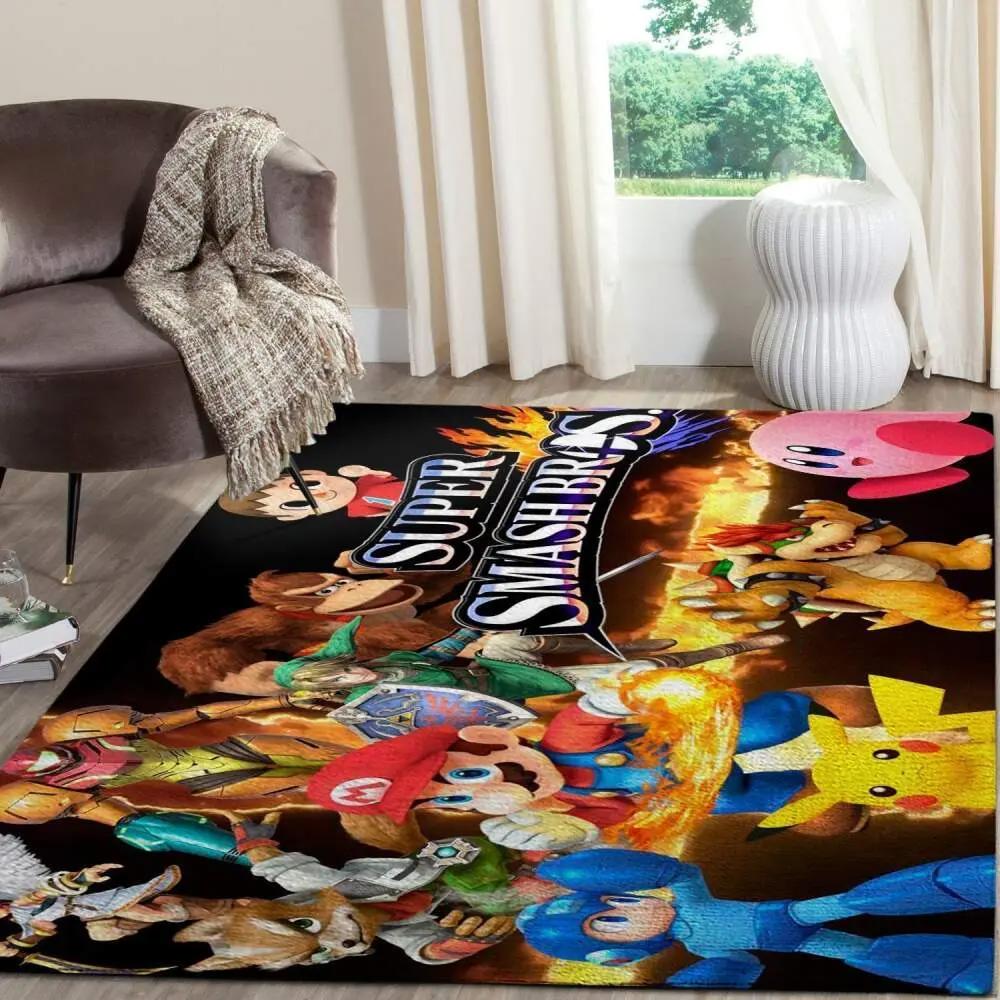 Super smash bros. area rug nintendo video game carpet gamer living room rugs rug regtangle carpet floor decor home decor v3960 Rectangle Rug