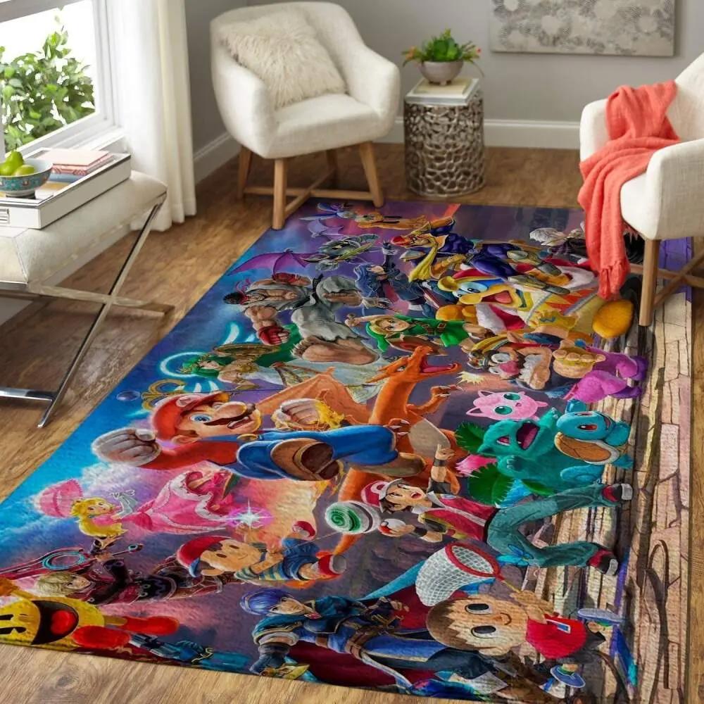 Super smash bros. characters area rug gaming carpet gamer living room rugs rug regtangle carpet floor decor home decor v8306 Rectangle Rug