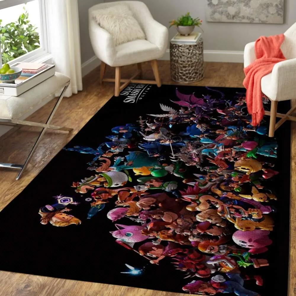 Super smash bros. ultimate area rug nintendo video game carpet gamer living room rugs rug regtangle carpet floor decor home decor v5549 Rectangle Rug