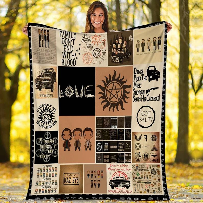 Supernatural fleece blanket, supernatural quotes blanket, dean winchester blanket, supernatural fan, birthday gifts, christmas gifts Quilt Blanket