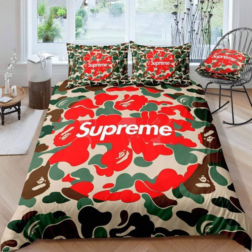 Supreme patchy luxury brand logo premium bedding sets,bed sets, bedroom sets, comforter sets, duvet cover, bedspread Bedding Sets
