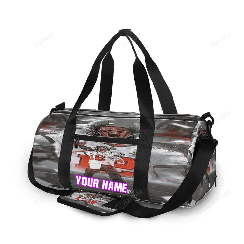 Tampa bay buccaneers 12 tom brady v45 personalized name travel bag gym bag 2612 Travel Bag