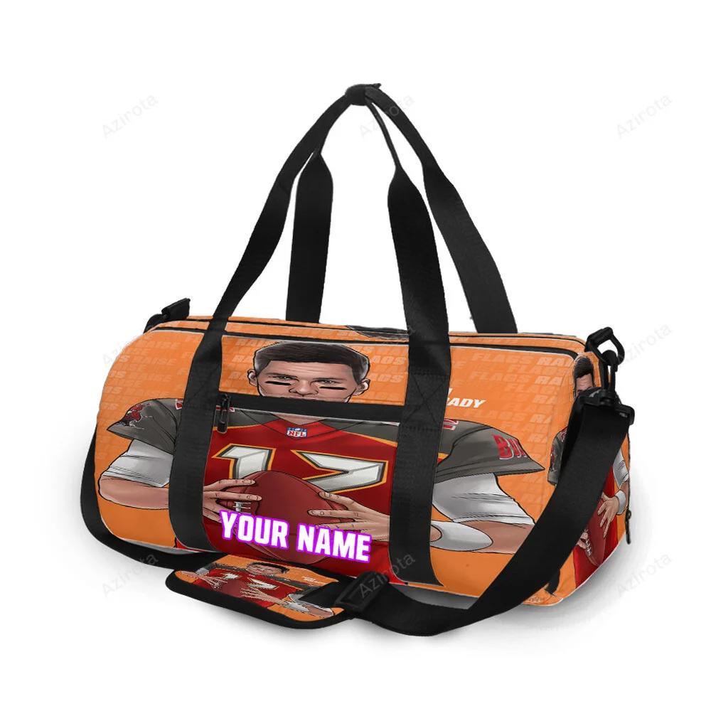 Tampa bay buccaneers 12 tom brady v49 personalized name travel bag gym bag 2587 Travel Bag